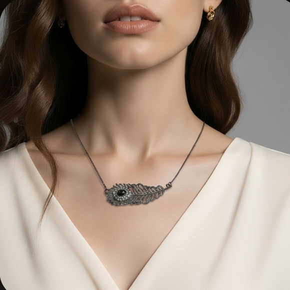 Feather Statement Necklace - Picture 6 of 6